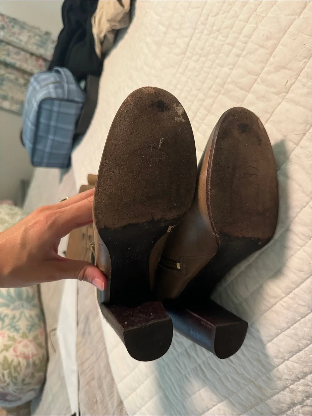 Tory Burch Olive Brown Leather Knee-High Block Heel Boots